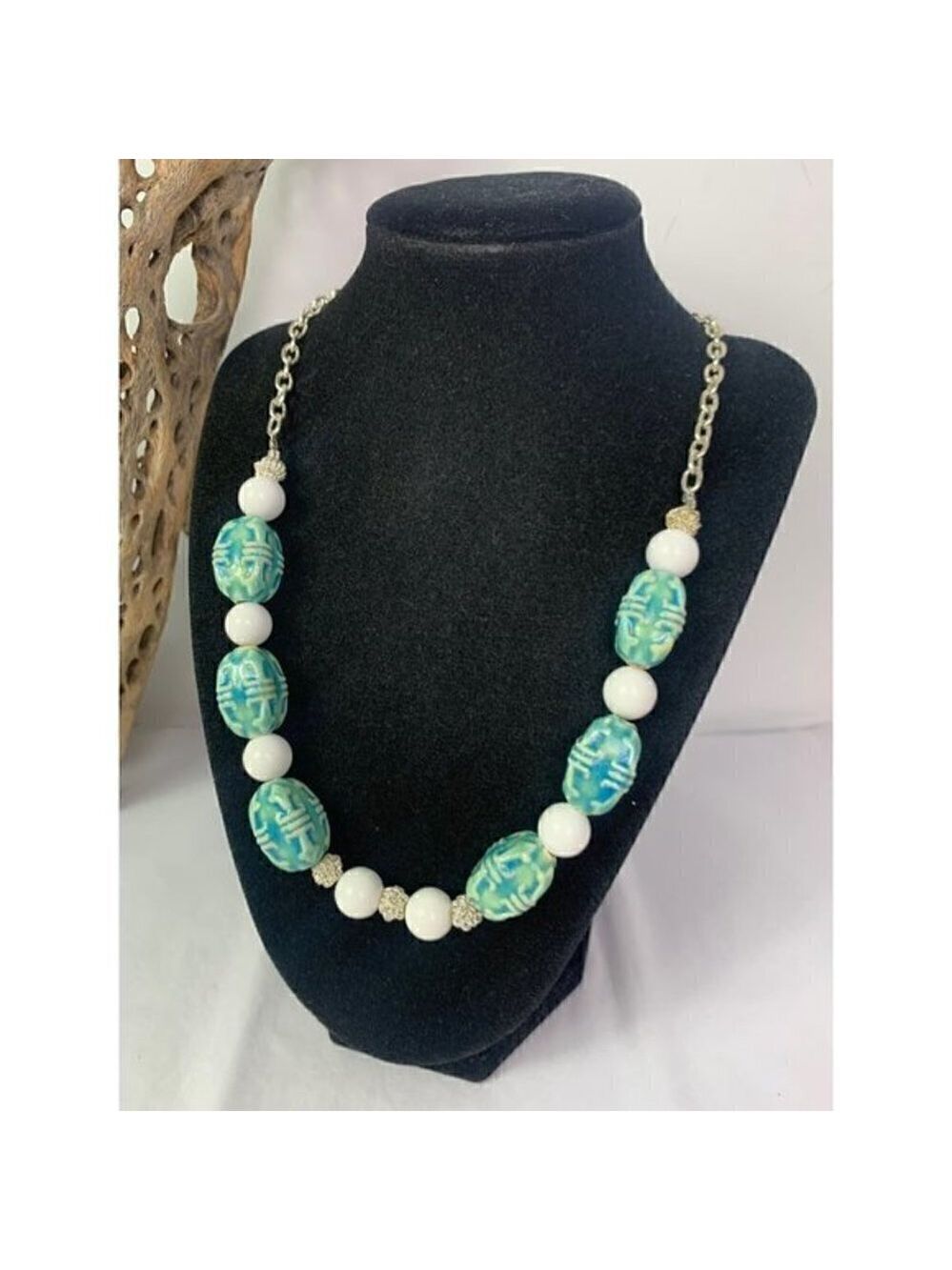 Vintage Ceramic and Glass Beaded Necklace - Picture 2 of 9